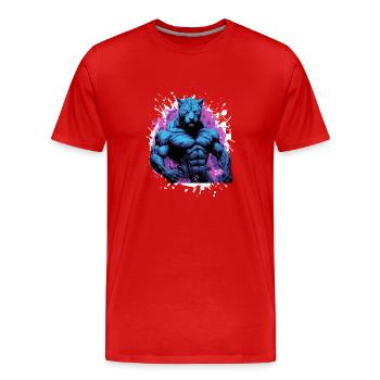 Musculation Muscles Léopard Musculation - T-shirt bio Premium Homme - rouge - Devant - Damien (186cm)