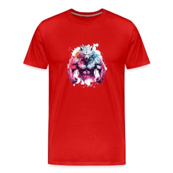 Wolf Muscles - Men's Premium Organic T-Shirt - red - Front - Damien (186cm)