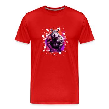 Musculation Rhino Muscles Musculation - T-shirt bio Premium Homme - rouge - Devant - Damien (186cm)