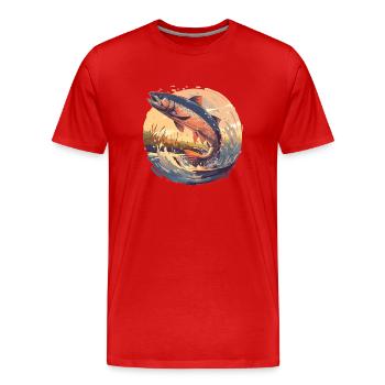 Saumon Saumon - T-shirt bio Premium Homme - rouge - Devant - Damien (186cm)