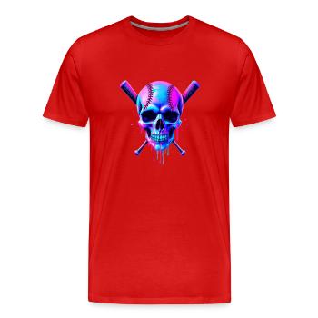 Baseball Skull Baseball Bat - Men's Premium Organic T-Shirt - red - Front - Damien (186cm)