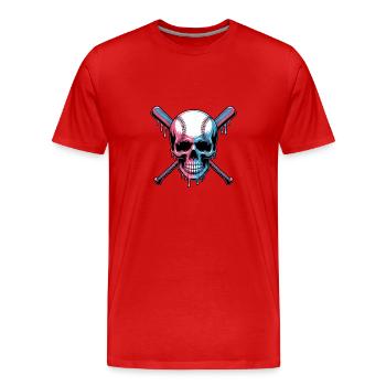 Baseball Skull Baseball Bat - Men's Premium Organic T-Shirt - red - Front - Damien (186cm)