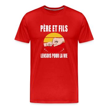 père et fils papa lensois lens fête des pères - T-shirt bio Premium Homme - rouge - Devant - Damien (186cm)