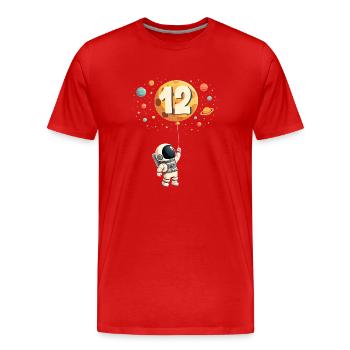Cute Astronaut 12th Birthday Boy Outer Space - Men's Premium Organic T-Shirt - red - Front - Damien (186cm)