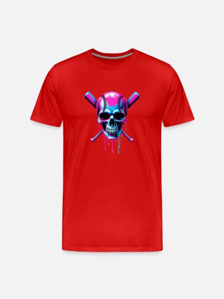 Baseball Skull Baseball Bat - Men's Premium Organic T-Shirt - red