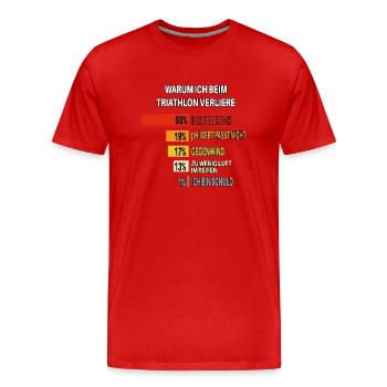 Pourquoi je perds des triathlons – Graphique à barres - T-shirt bio Premium Homme - rouge - Devant - Damien (186cm)