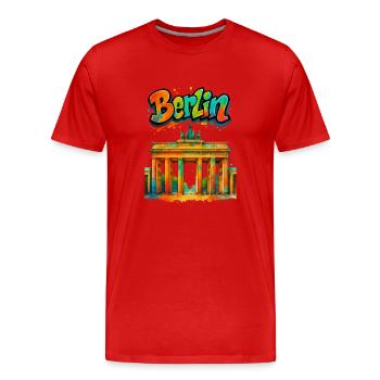 Berlin - Männer Premium Bio T-Shirt - Rot - Vorne - Damien (186cm)