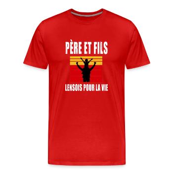 père et fils papa supporter lensois lens - T-shirt bio Premium Homme - rouge - Devant - Damien (186cm)