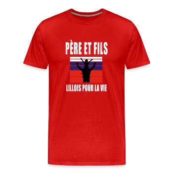 père et fils papa supporter lillois lille - T-shirt bio Premium Homme - rouge - Devant - Damien (186cm)
