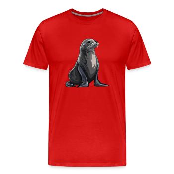Lions de mer Lion de mer - T-shirt bio Premium Homme - rouge - Devant - Damien (186cm)