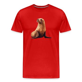 Lions de mer Lion de mer - T-shirt bio Premium Homme - rouge - Devant - Damien (186cm)