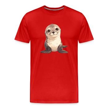 Seelöwen Seelöwe - Männer Premium Bio T-Shirt - Rot - Vorne - Damien (186cm)
