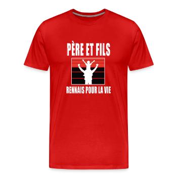 père et fils papa supporter rennais rennes - T-shirt bio Premium Homme - rouge - Devant - Damien (186cm)