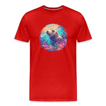 Seelöwen Seelöwe - Männer Premium Bio T-Shirt - Rot - Vorne - Damien (186cm)