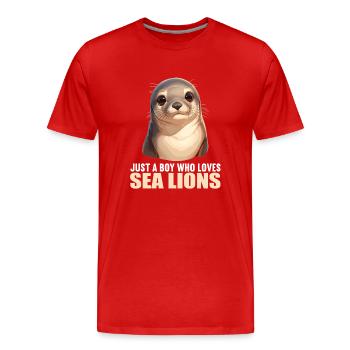 Lions de mer Lion de mer - T-shirt bio Premium Homme - rouge - Devant - Damien (186cm)