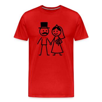 Couple de mariage Couple marié Mariage - T-shirt bio Premium Homme - rouge - Devant - Damien (186cm)