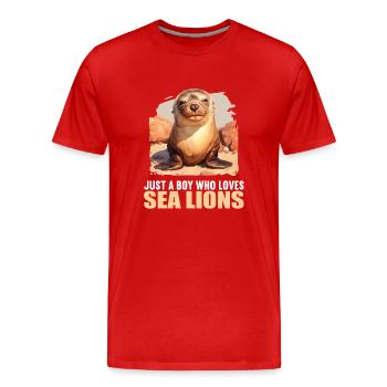 Seelöwen Seelöwe - Männer Premium Bio T-Shirt - Rot - Vorne - Damien (186cm)