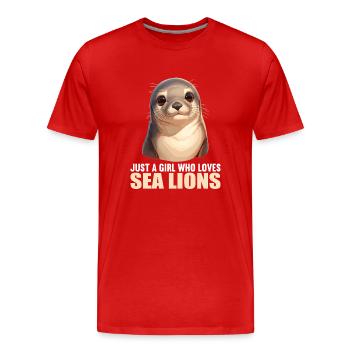 Seelöwen Seelöwe - Männer Premium Bio T-Shirt - Rot - Vorne - Damien (186cm)