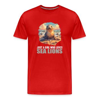 Lions de mer Lion de mer - T-shirt bio Premium Homme - rouge - Devant - Damien (186cm)