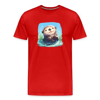 Seeotter - Männer Premium Bio T-Shirt - Rot - Vorne - Damien (186cm)