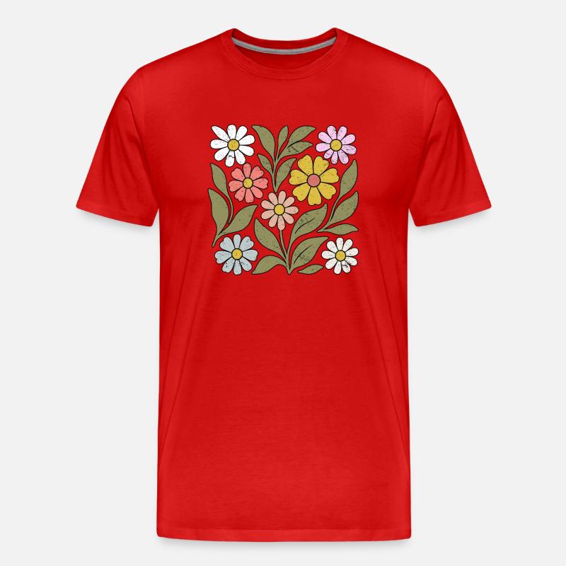 Boho Wildflower - Männer Premium Bio T-Shirt - Rot