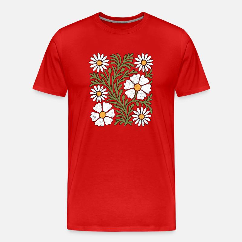 Boho Gänseblümchen - Männer Premium Bio T-Shirt - Rot