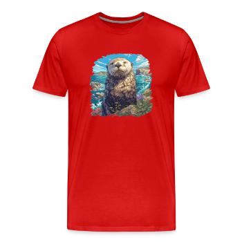 Loutre de mer - T-shirt bio Premium Homme - rouge - Devant - Damien (186cm)