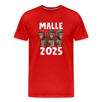 Malle 2025 - Männer Premium Bio T-Shirt - Rot - Vorne - Damien (186cm)