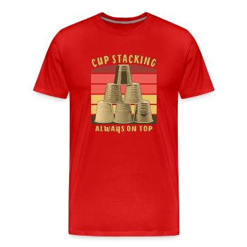 CUP STACKING ALWAYS ON TOP - Männer Premium Bio T-Shirt - Rot - Vorne - Damien (186cm)