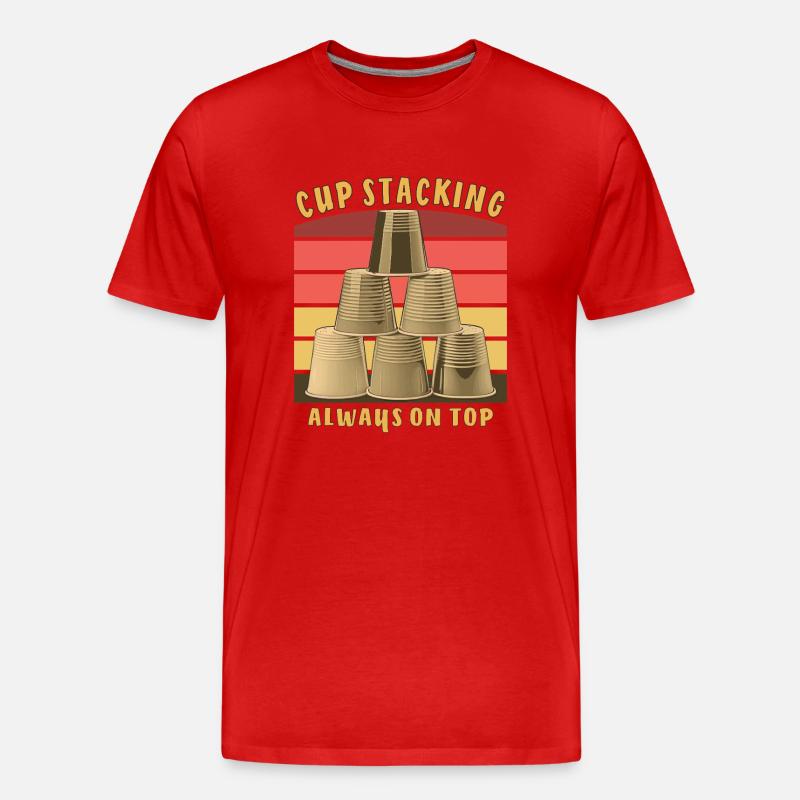 CUP STACKING ALWAYS ON TOP - Männer Premium Bio T-Shirt - Rot