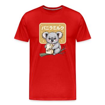 Kawaii Koala Trinkt Vanille Milch Niedliches Tier - Männer Premium Bio T-Shirt - Rot - Vorne - Damien (186cm)