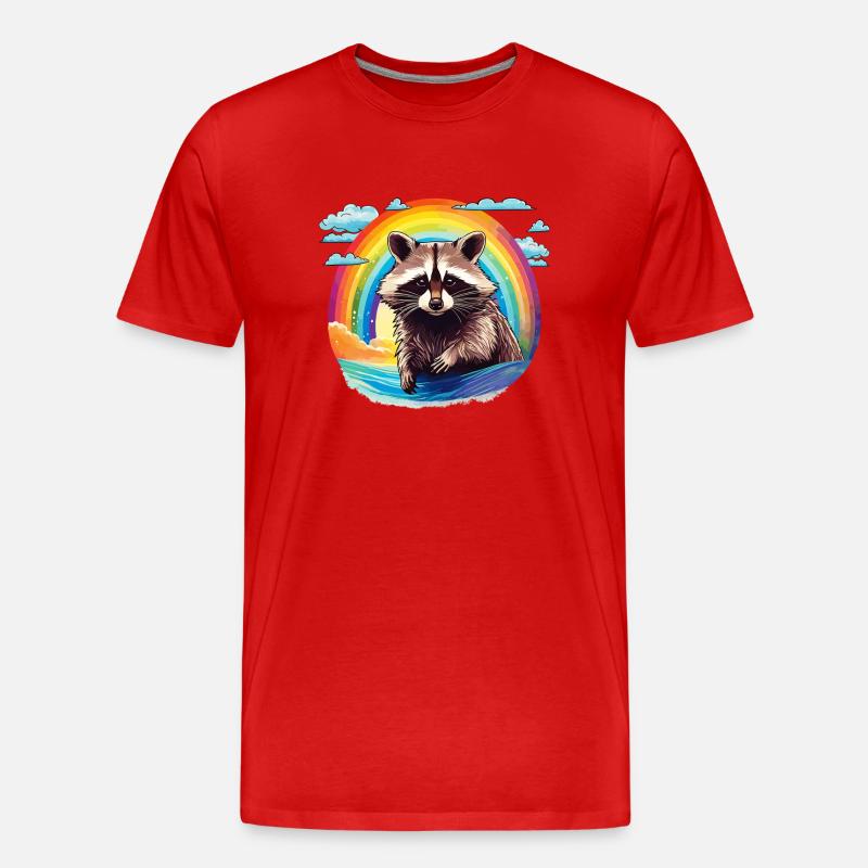 WASCHBÄR REGENBOGEN - Männer Premium Bio T-Shirt - Rot