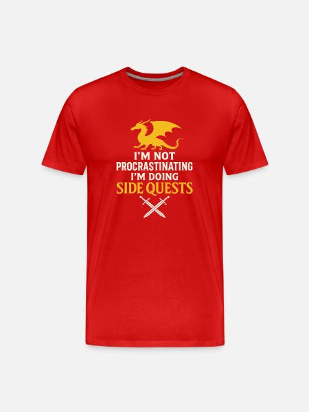 SideQuests Dragon Gamer Kläder - Organic T-shirt Ekologisk premium-T-shirt herr - röd