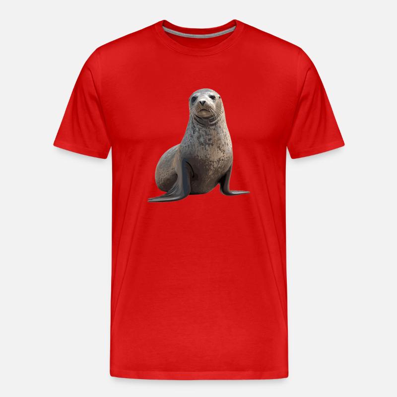 Robben Robbe - Männer Premium Bio T-Shirt - Rot