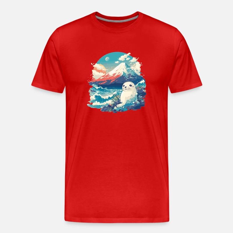 Robben Robbe - Männer Premium Bio T-Shirt - Rot
