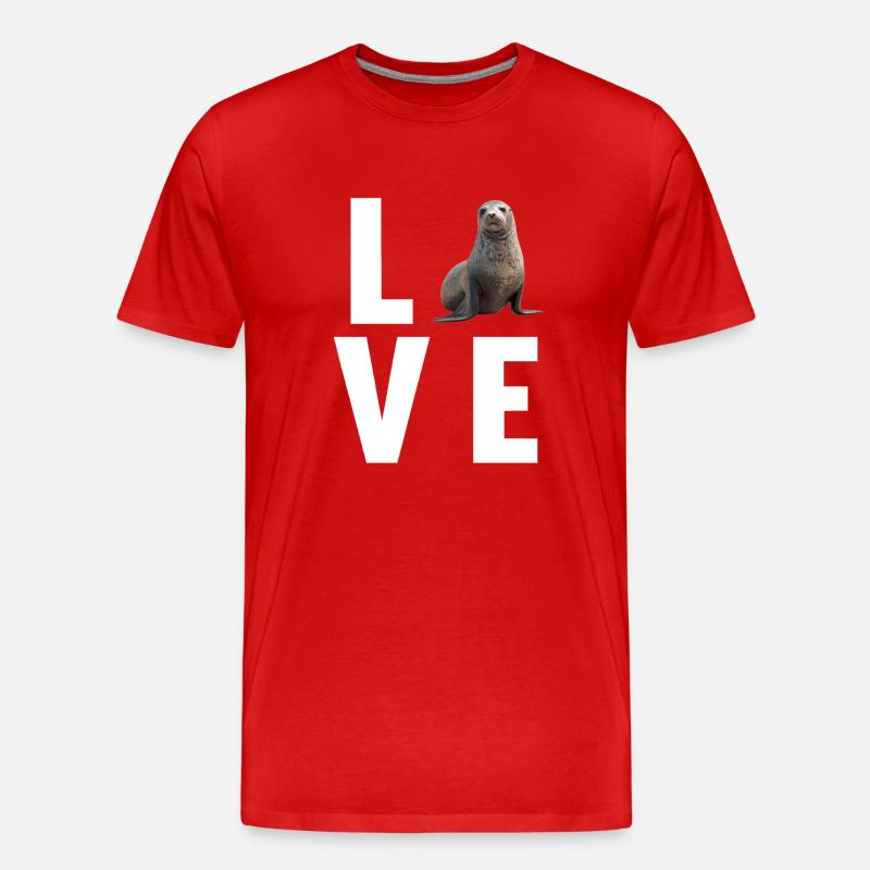 Robben Robbe - Männer Premium Bio T-Shirt - Rot