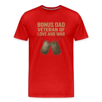 Papa bonus - Vétéran avec plaques d’identité - T-shirt bio Premium Homme - rouge - Devant - Damien (186cm)