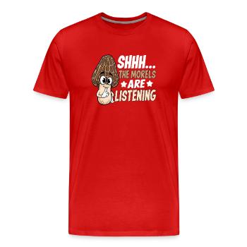 Shhh The Morels Are Listening - Männer Premium Bio T-Shirt - Rot - Vorne - Damien (186cm)