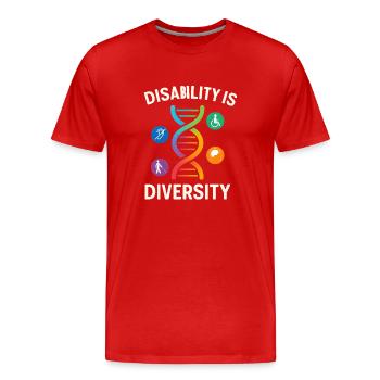 Disability Is Diversity DNA Design - Men's Premium Organic T-Shirt - red - Front - Damien (186cm)