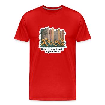 SECURITY AND BEAUTY IN YOUR HOME - Men's Premium Organic T-Shirt - red - Front - Damien (186cm)