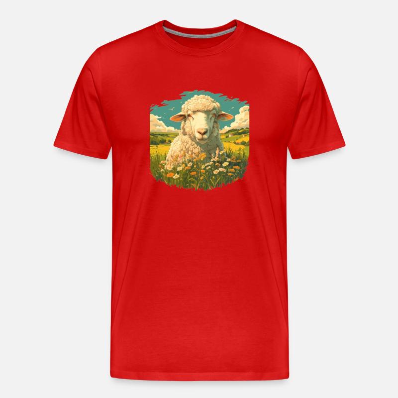 Schafe Schaf - Männer Premium Bio T-Shirt - Rot