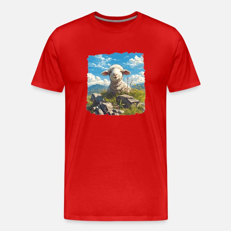 Schafe Schaf - Männer Premium Bio T-Shirt - Rot