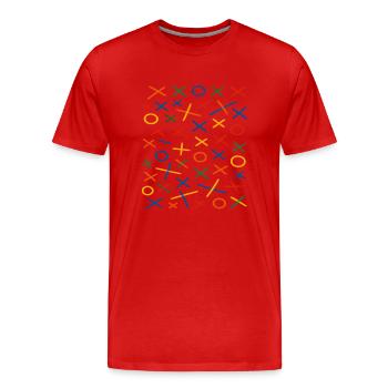 Geometrisches Muster Design - Männer Premium Bio T-Shirt - Rot - Vorne - Damien (186cm)