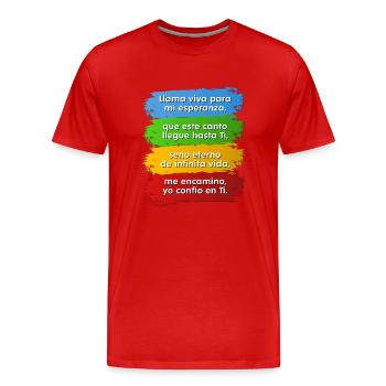 Rome 2025 Jubilé Hymne du Jubilé espagnol - T-shirt bio Premium Homme - rouge - Devant - Damien (186cm)