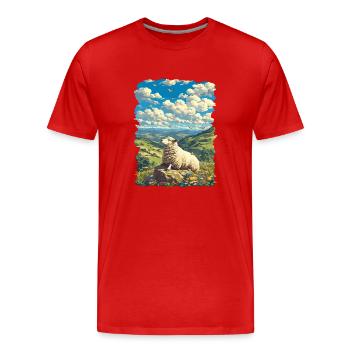 Schafe Schaf - Männer Premium Bio T-Shirt - Rot - Vorne - Damien (186cm)
