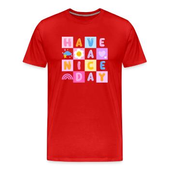 Belle journée - T-shirt bio Premium Homme - rouge - Devant - Damien (186cm)