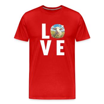Schafe Schaf - Männer Premium Bio T-Shirt - Rot - Vorne - Damien (186cm)