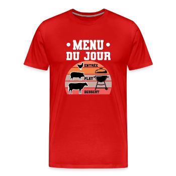 barbecue humour menu du jour vintage bbq - T-shirt bio Premium Homme - rouge - Devant - Damien (186cm)