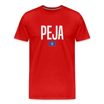 Peja, Kosovo - Men's Premium Organic T-Shirt - red - Front - Damien (186cm)