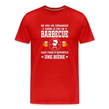 barbecue humour pas déranger bière apéro bbq - T-shirt bio Premium Homme - rouge - Devant - Damien (186cm)